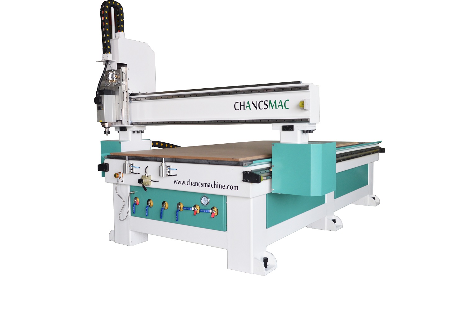 CNC router with a vacuum bed